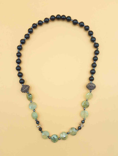 Collana Vintage Onice Nera e Prehnite