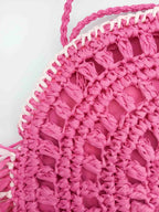 Borsa tonda in Rafia Estiva con frange fatta a uncinetto